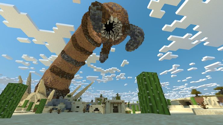 Un giocatore di Minecraft ha ricreato un Verme delle Sabbie gigante
