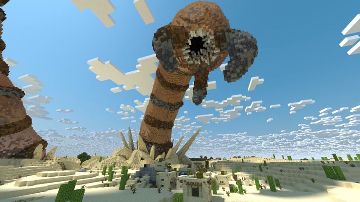 Un giocatore di Minecraft ha ricreato un Verme delle Sabbie gigante